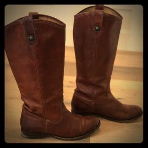Frye Melissa Cognac Brown Leather Boot